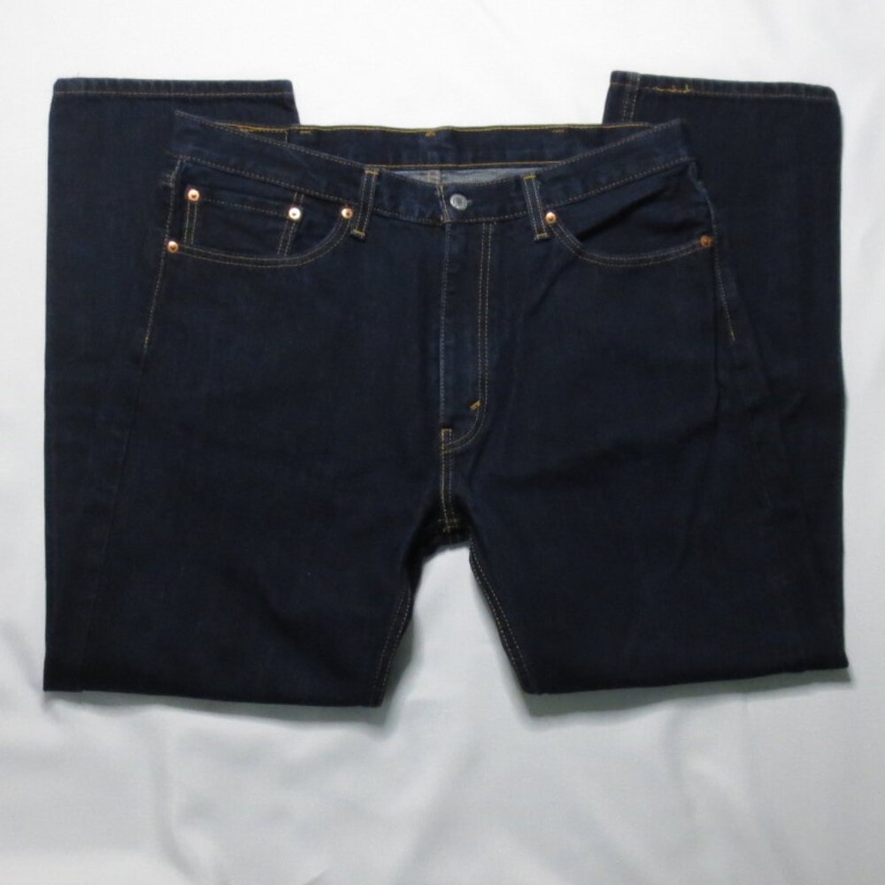 LEVI’S mens PANTS denim DARK BLUE jeans 505 regular fit DARK WASH size 38x30